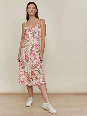 Reformation Cassandra Pink Floral Midi Dress Size 2 NWT